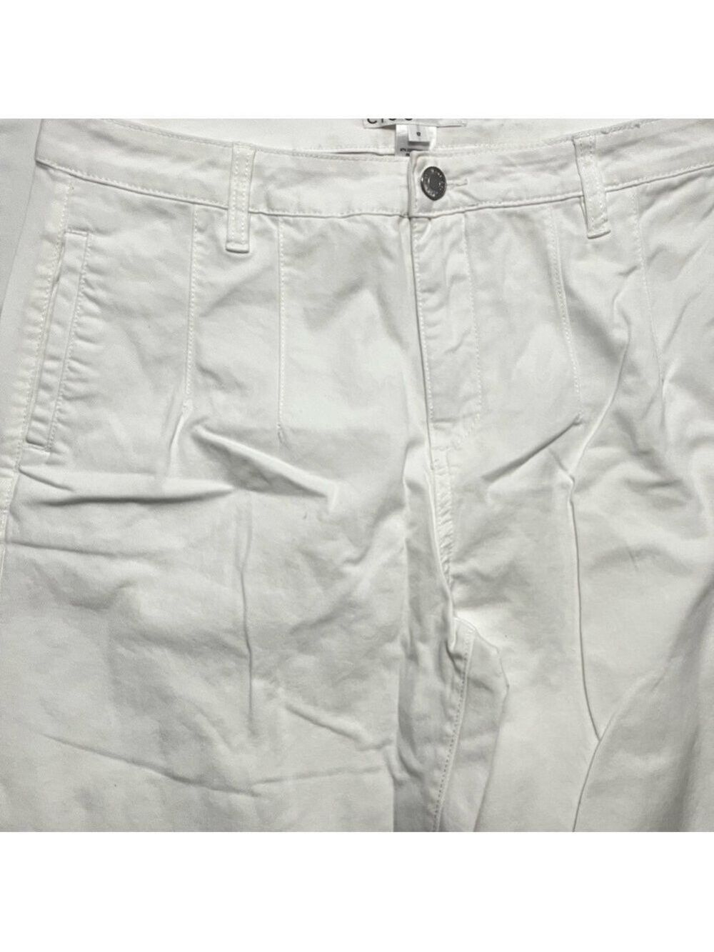 Cleo White Wide Leg Trouser Pants | Size 12 | High Rise Stretch Cotton - Picture 7 of 10